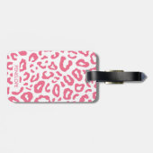 Roze luipaard afdrukken bagagelabel (Achterkant horizontaal)