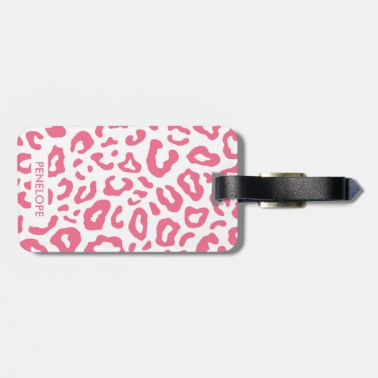 Roze luipaard afdrukken bagagelabel (Achterkant horizontaal)