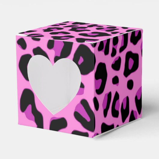 Roze luipaard afdrukken bedankdoosjes (Voorkant Zijde)