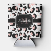 Roze luipaard afdrukken blikjeskoeler (Voorkant)