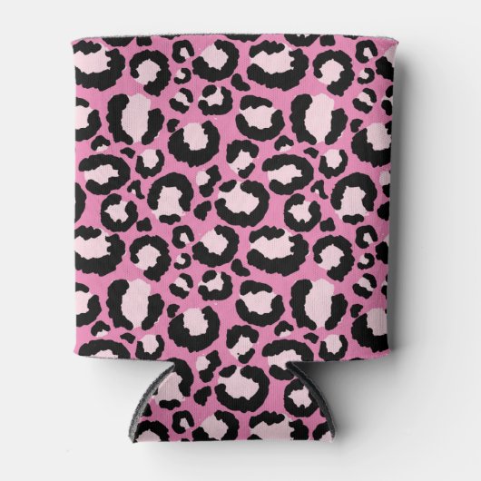Roze luipaard afdrukken blikjeskoeler (Voorkant)
