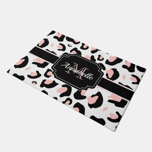 Roze luipaard afdrukken deurmat (Schuin)