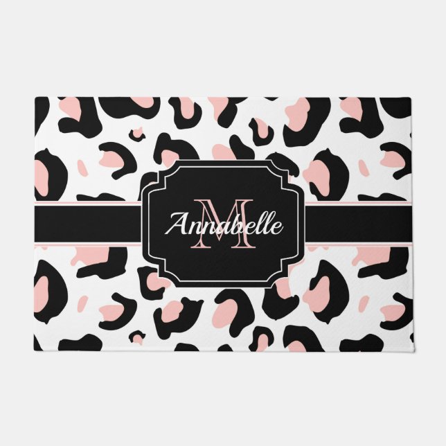 Roze luipaard afdrukken deurmat (Voorkant)