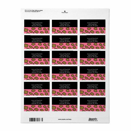 Roze luipaard afdrukken etiket (Full Sheet)