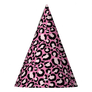 Roze luipaard afdrukken feesthoedjes