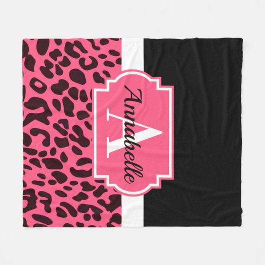 Roze luipaard afdrukken fleece deken (Voorkant (Horizontaal))