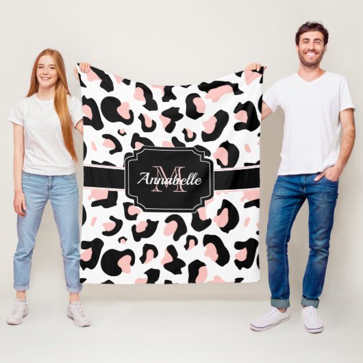 Roze luipaard afdrukken fleece deken (In situ)