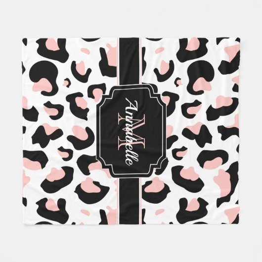 Roze luipaard afdrukken fleece deken (Voorkant (Horizontaal))
