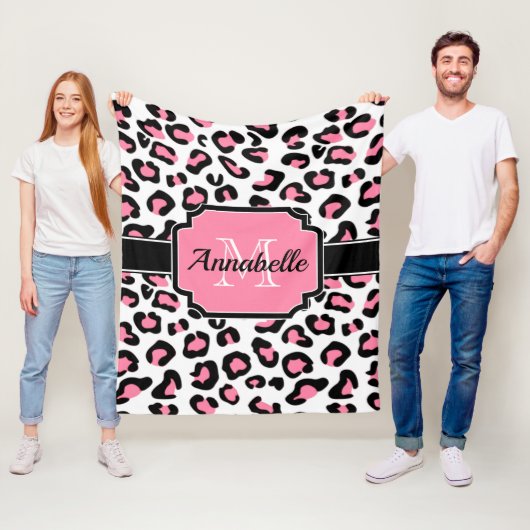Roze luipaard afdrukken fleece deken (In situ)