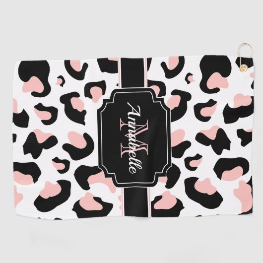 Roze luipaard afdrukken golfhanddoek (Horizontaal)