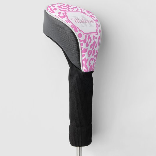 Roze luipaard afdrukken golfheadcover (Schuin)