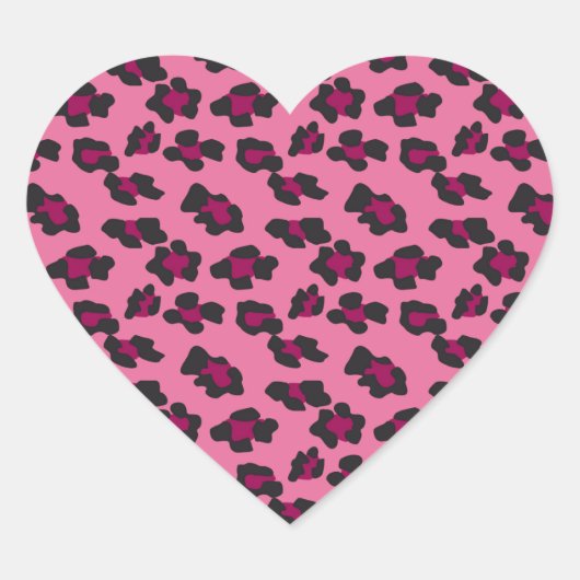 Roze luipaard afdrukken hart sticker (Voorkant)