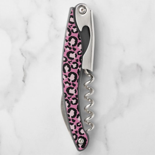 Roze luipaard afdrukken kurkentrekker (Achterkant)