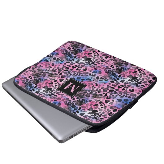 Roze luipaard afdrukken laptop sleeve (Voorkant onderkant)