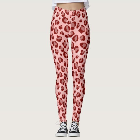 Roze luipaard afdrukken leggings (Voorkant)