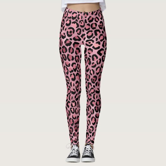 Roze luipaard afdrukken leggings (Voorkant)