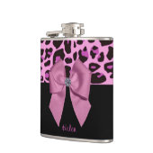 Roze luipaard afdrukken met bogen heupfles (Links)