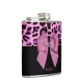 Roze luipaard afdrukken met bogen heupfles (Rechts)