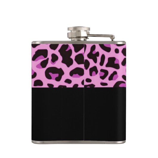 Roze luipaard afdrukken met bogen heupfles (Achterkant)