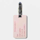 Roze luipaard afdrukken met parels monogrammen bagagelabel (Achterkant verticaal)