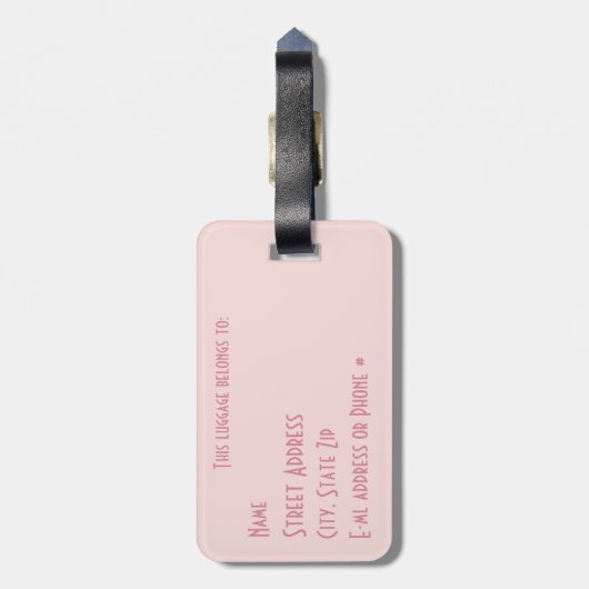 Roze luipaard afdrukken met parels monogrammen bagagelabel (Achterkant verticaal)