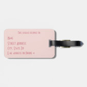 Roze luipaard afdrukken met parels monogrammen bagagelabel (Achterkant horizontaal)