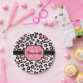 Roze luipaard afdrukken papieren bordje (Feest)