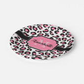 Roze luipaard afdrukken papieren bordje (Gekanteld)