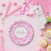 Roze luipaard afdrukken papieren bordje (Feest)