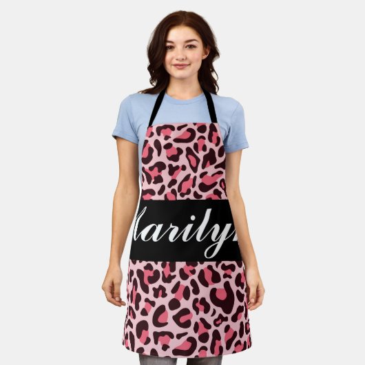 Roze luipaard Afdrukken Persoonlijk Retro Trendy S Schort (Gedragen)