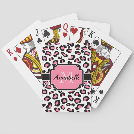 Roze luipaard afdrukken pokerkaarten (Achterkant)