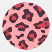 Roze luipaard afdrukken ronde sticker (Voorkant)