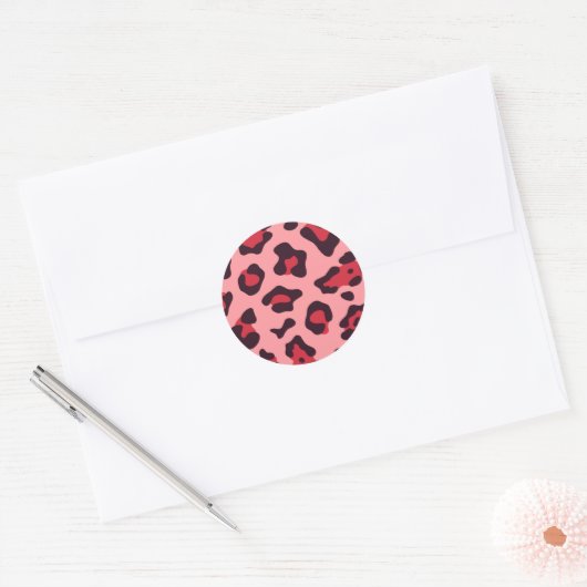 Roze luipaard afdrukken ronde sticker (Envelop)