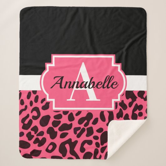 Roze luipaard afdrukken sherpa deken (Voorkant)