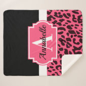 Roze luipaard afdrukken sherpa deken (Voorkant (horizontaal))