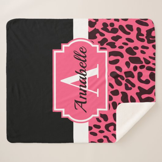 Roze luipaard afdrukken sherpa deken (Voorkant (horizontaal))