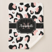 Roze luipaard afdrukken sherpa deken (Voorkant)