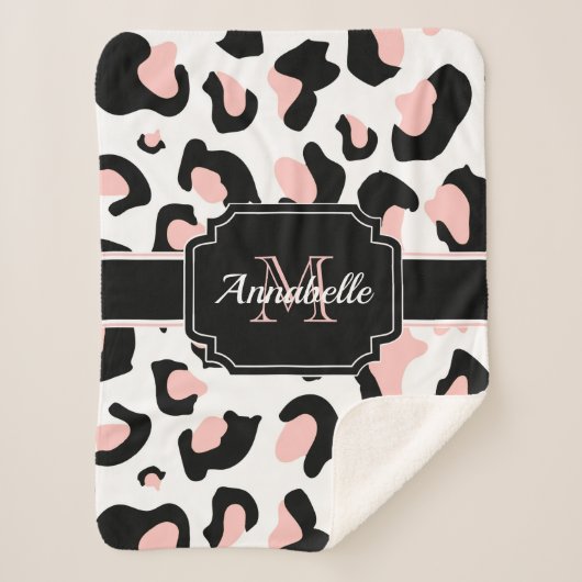 Roze luipaard afdrukken sherpa deken (Voorkant)