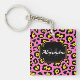 Roze luipaard afdrukken sleutelhanger