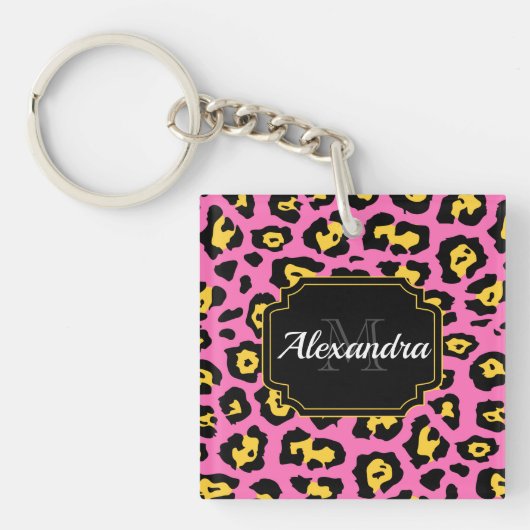 Roze luipaard afdrukken sleutelhanger (Voorkant)