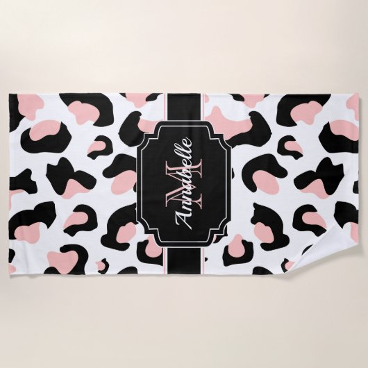 Roze luipaard afdrukken strandlaken (Voorkant)