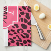 Roze luipaard afdrukken theedoek (Quarter Fold)