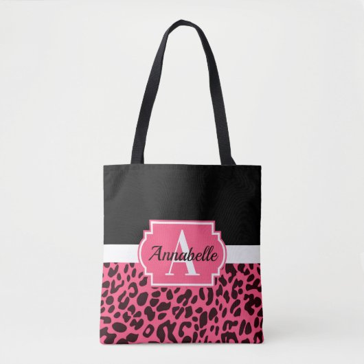Roze luipaard afdrukken tote bag (Voorkant)