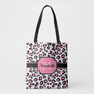 Roze luipaard afdrukken tote bag