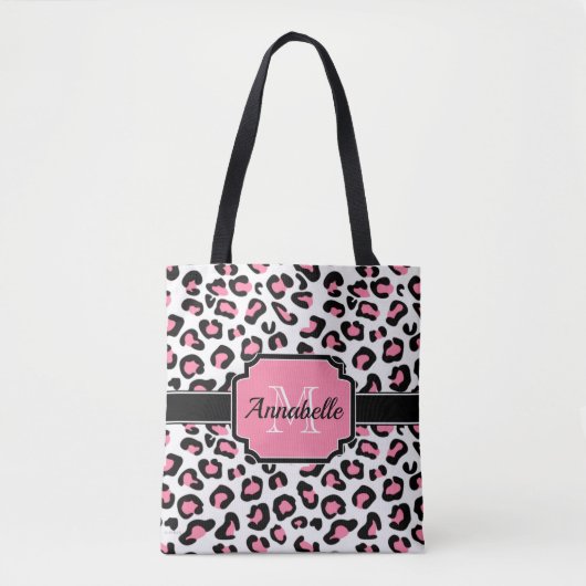 Roze luipaard afdrukken tote bag (Voorkant)