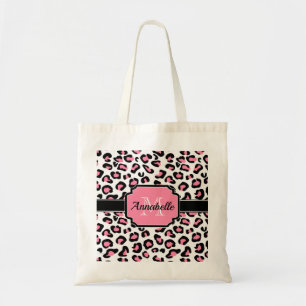 Roze luipaard afdrukken tote bag