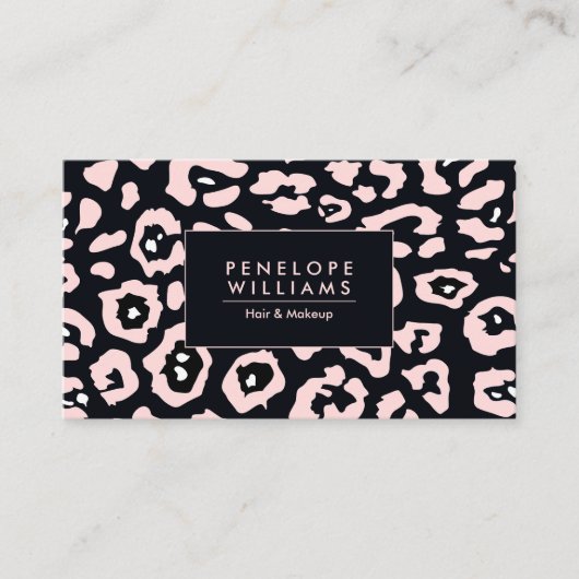 Roze luipaard afdrukken visitekaartje (Voorkant)