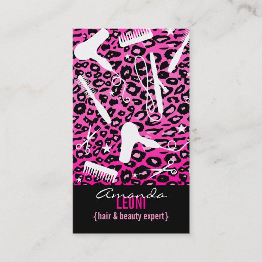 Roze luipaard Afdruksalon Tools (aangepast) Vertic Visitekaartje (Voorkant)