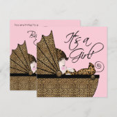 Roze Luipaard Baby Meisje Douche Kaart (Voorkant / Achterkant)