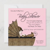 Roze Luipaard Baby Meisje Douche Kaart (Achterkant)